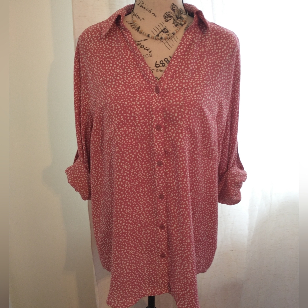 Maurice's Women's Pink Button-Up Blouse Size Large